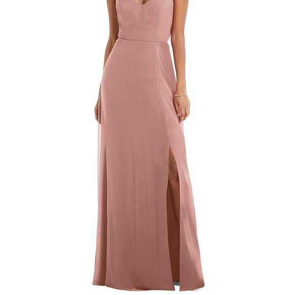 Dust Rose After Six Tie-Back Cutout Maxi Dress with Front Slit size 14 - Picture 4 of 4